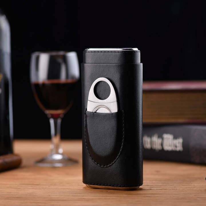 American Leather Goods - Wholesale Humidor/Cigar Accessory - Genuine Leather Cigar Case, Wood Lined Humidor with Cutter8