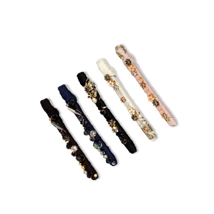 Unique Jewelry Hair Pins – Vintage Crystal Bobby Pins, Eco-Friendly Handmade Fabric Hair Slides | Maison Soyenne for wholesale by Shop by Alix