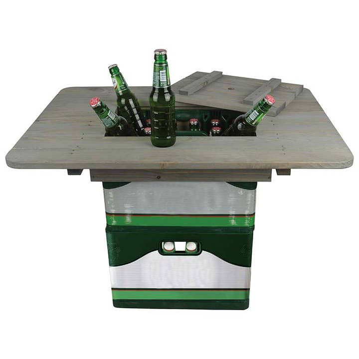 Esschert Design USA - Wholesale Beer/Wine Caddy - Beer Crate Table Top, Gray, Wood2