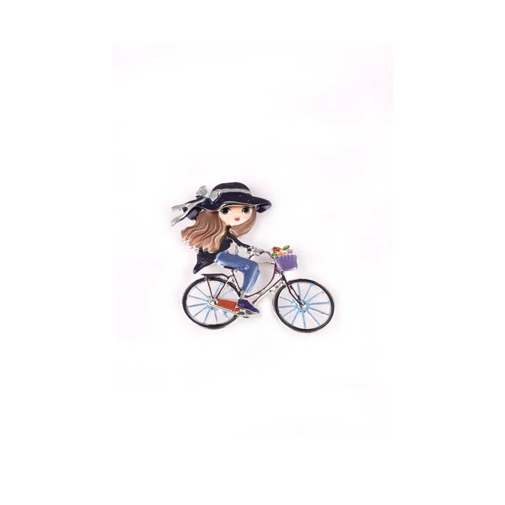 Domoflor s.l - Wholesale Brooch - ✨ Girl on Bicycle Brooch 🚲💐