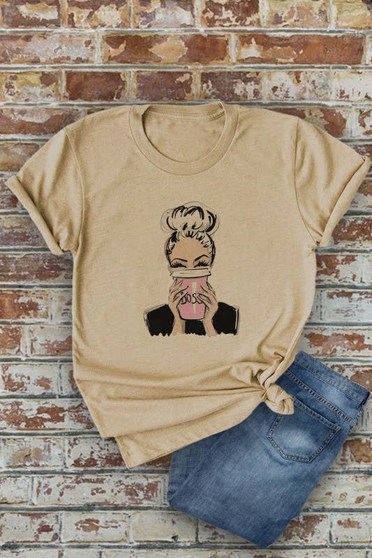 Top Avenue – wholesale Screen printed t-shirt – Women′s –  Boss Lady Drinking Coffee, Unisex Round Neck T-Shirt0