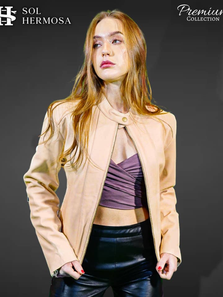 Casaco Pele Real Mulher Ananke por atacado de Sol Hermosa