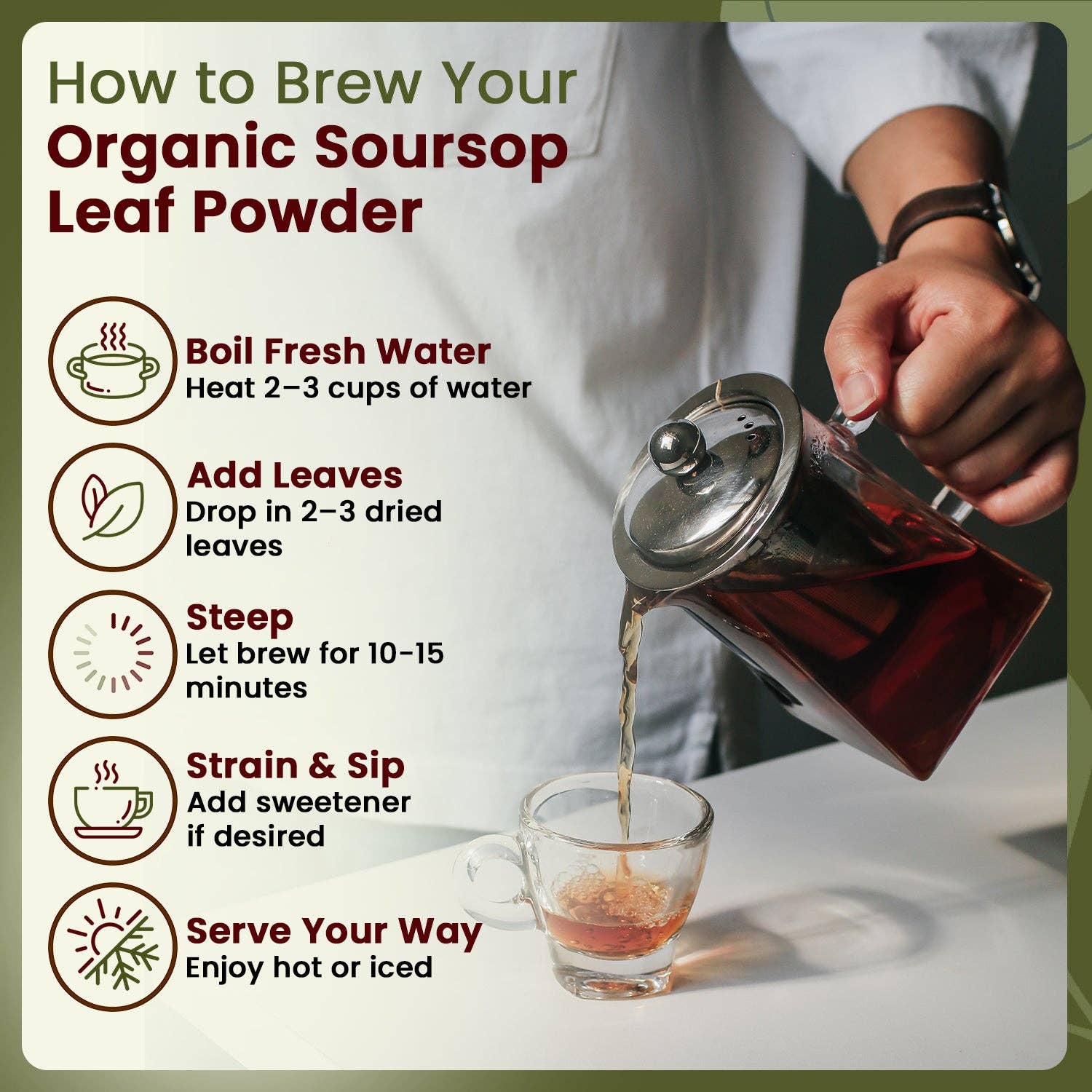 Organic Way LLC - Wholesale Protein/Superfood Powder - Soursop Leaf Coarse Powder - Herbal Tea | Organic, Vegan, Non GMO & Gluten Free | Resealable Bag, USDA & Kosher Certified | 100% Raw from Sri Lanka6