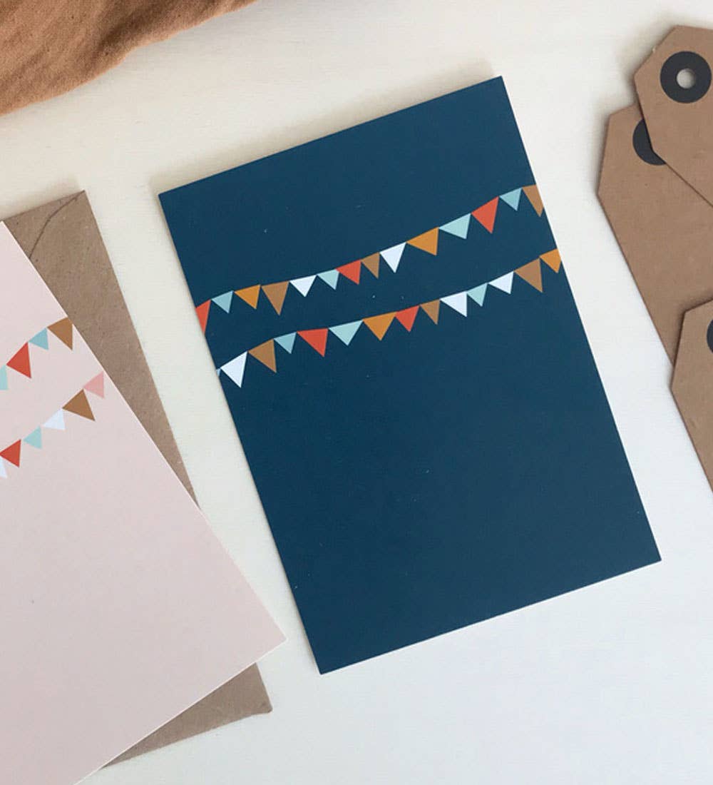 Linienwerk - Venta al por mayor Tarjetas de cumpleaños - Postal con guirnaldas azules0