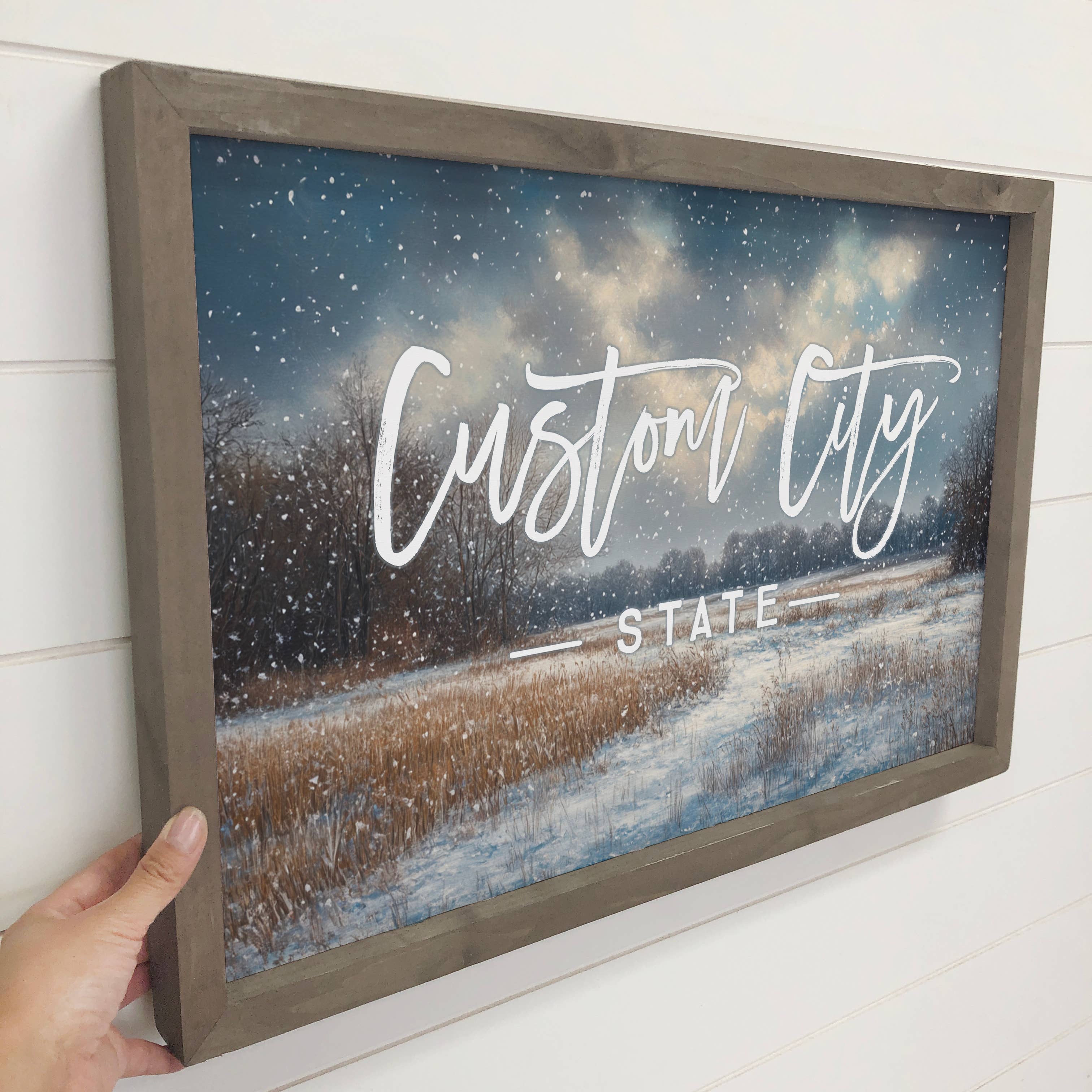 Hangout Home - Wholesale Sign - Custom Winter in the Midwest - Cabin Canvas Art - Wood Frame3