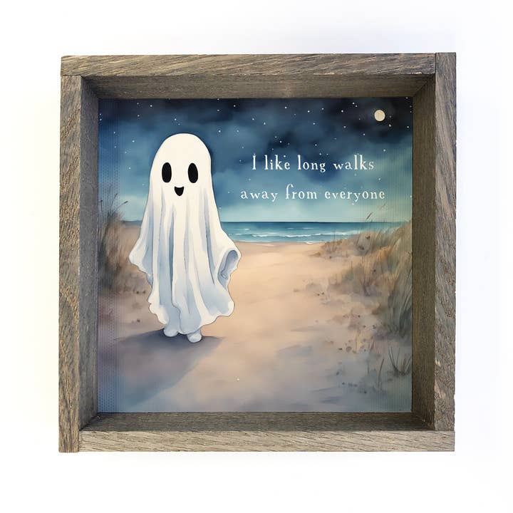 Hangout Home - Wholesale Art Print - Cute Ghost on the Beach - Halloween Canvas Art - Framed Art