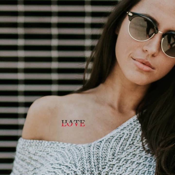encredelicate - Wholesale Temporary Tattoo - temporary tattoo with the words love and hate (set of 4)1