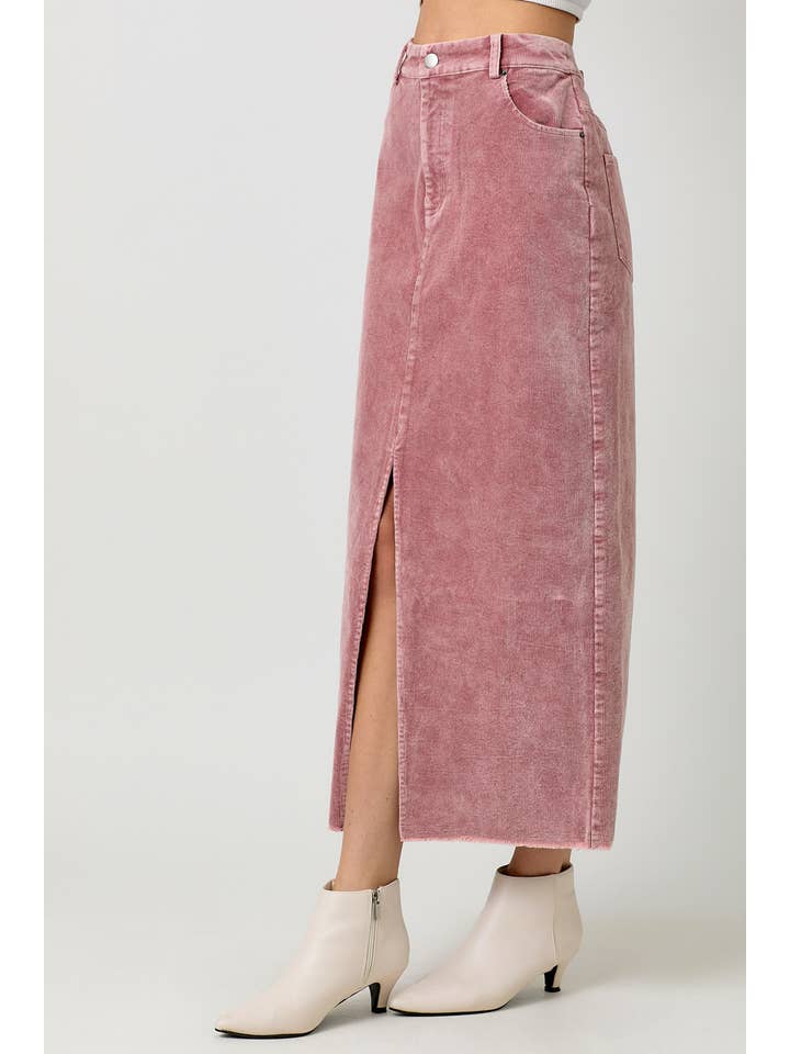 Mystree - Wholesale Skirt - Women's - 60742 Washed Front Slit Corduroy Skirt8