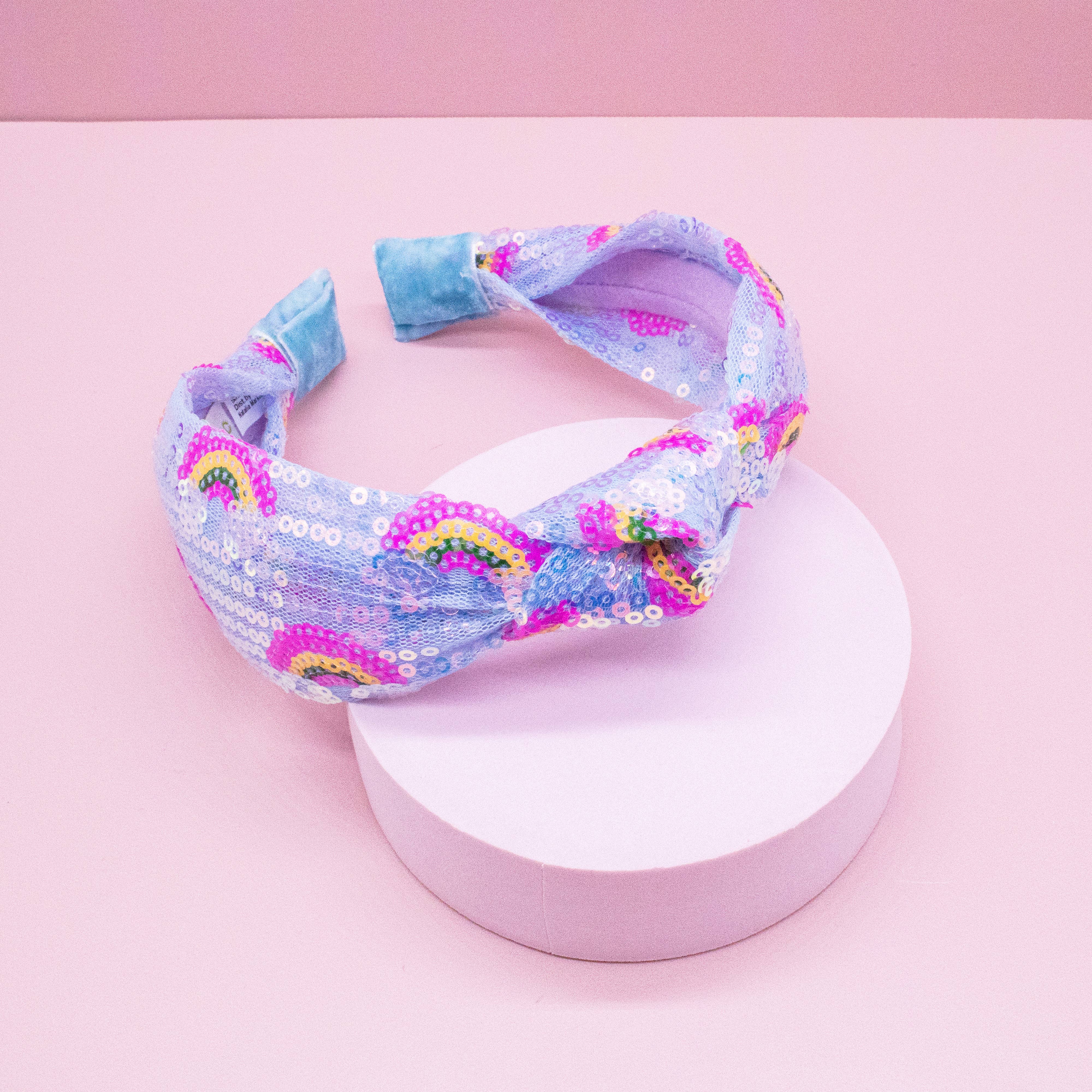 Frog Sac - Wholesale Fashion Headband - Kids - Kids Sequin Knot Headband - Rainbow15