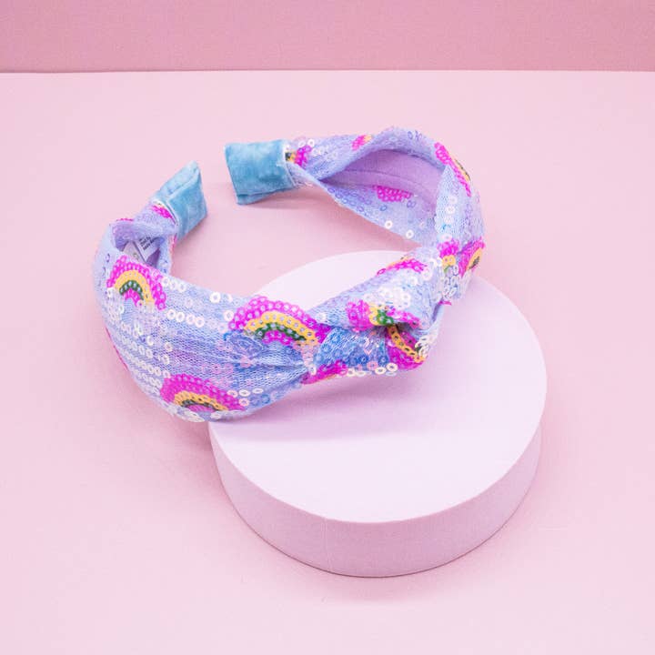Frog Sac - Wholesale Fashion Headband - Kids - Kids Sequin Knot Headband - Rainbow15