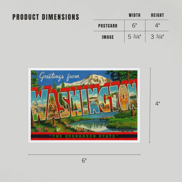 Lantern Press - Wholesale Postcard - PREMIUM POSTCARDS Greetings from Washington Evergreen State4
