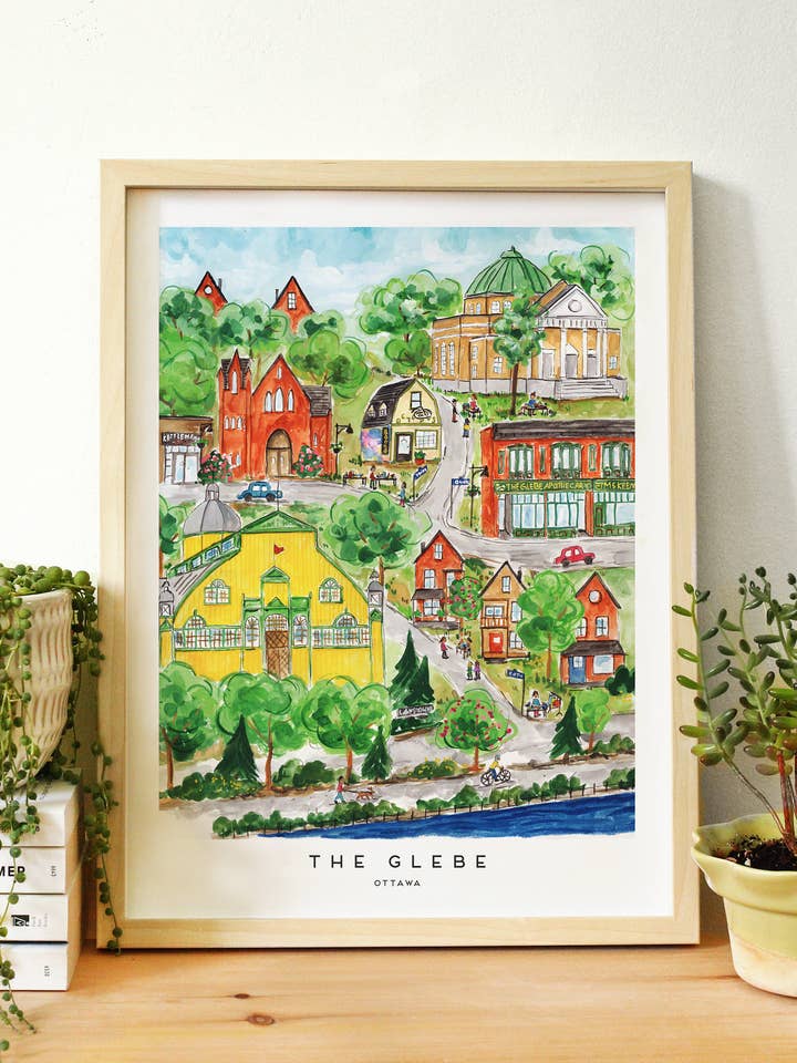 Impresión artística de 12x16 pulgadas del barrio The Glebe de Ottawa para venta al por mayor de The Paperhood