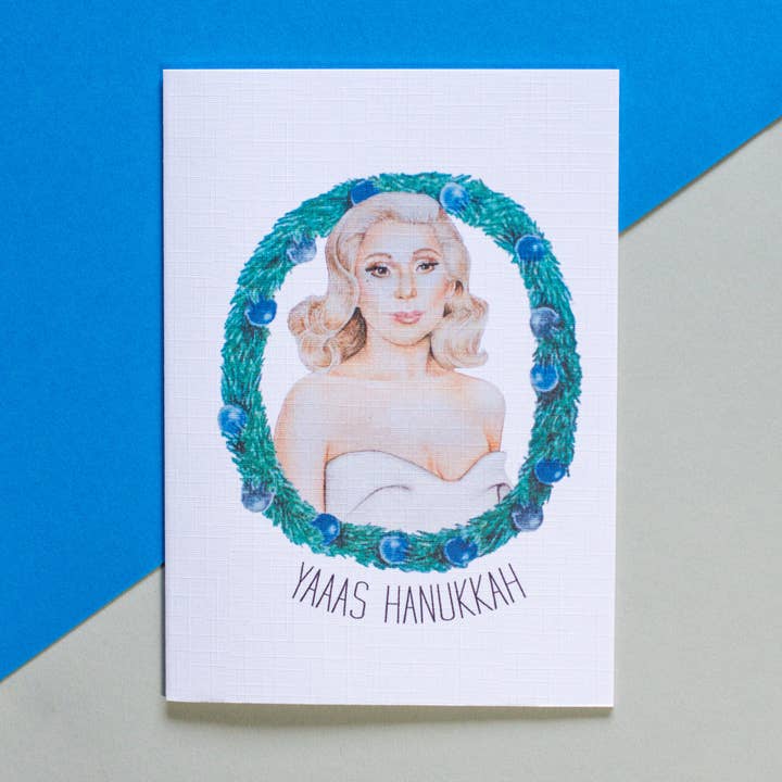 Gaga Hanukkah Card for wholesale by Mandy Illustrates