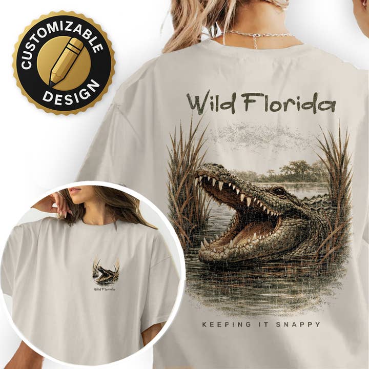 Wilde Florida Alligator T-Shirt Vintage Gator Tee | Everglades Wildlife Shirt | Florida Reis Souvenir Cadeau voor wholesale door Textile Graphix