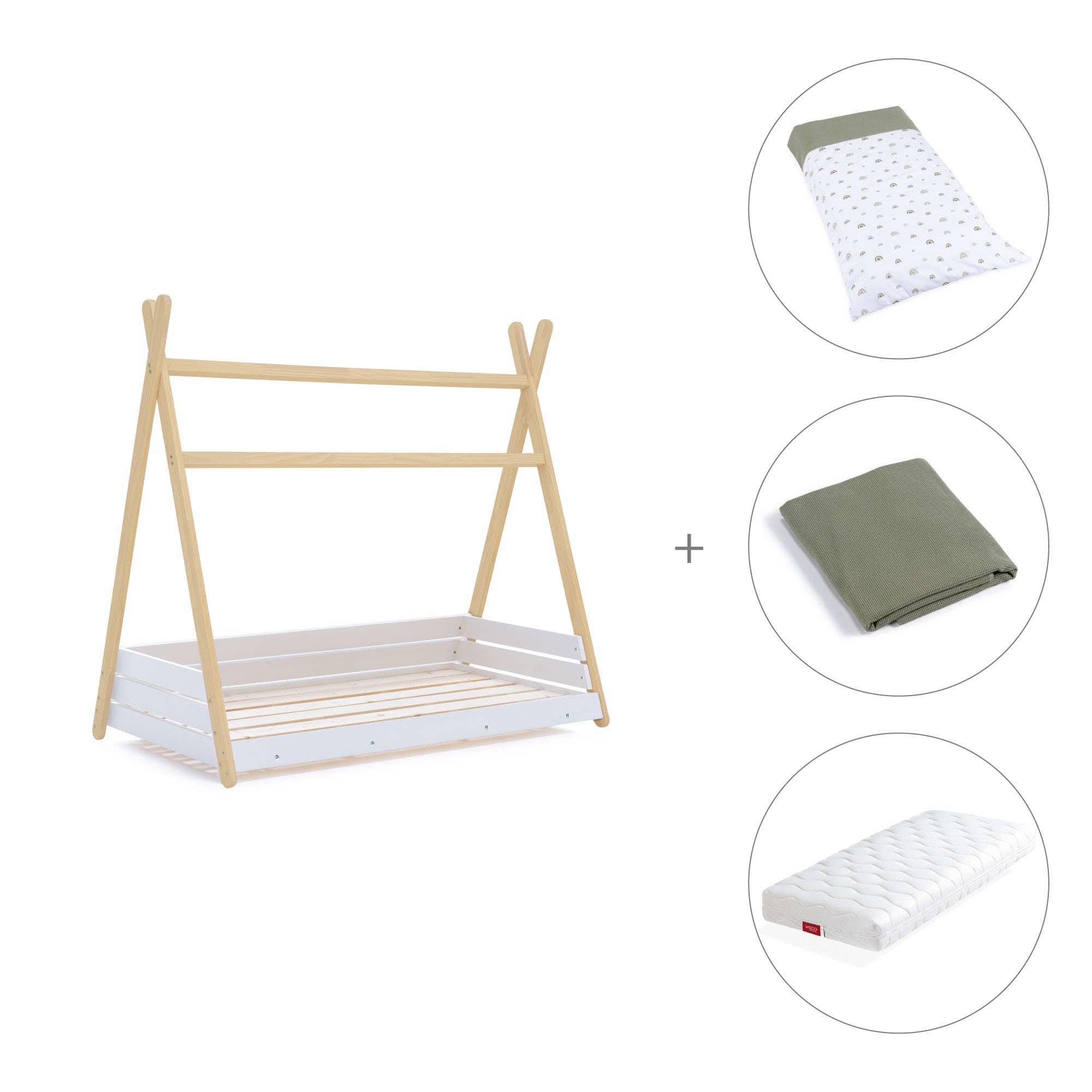 Alondra Baby - Wholesale Bed - Kids & Baby - Montessori bed wood 70x140 cm with Sea Foam textile3