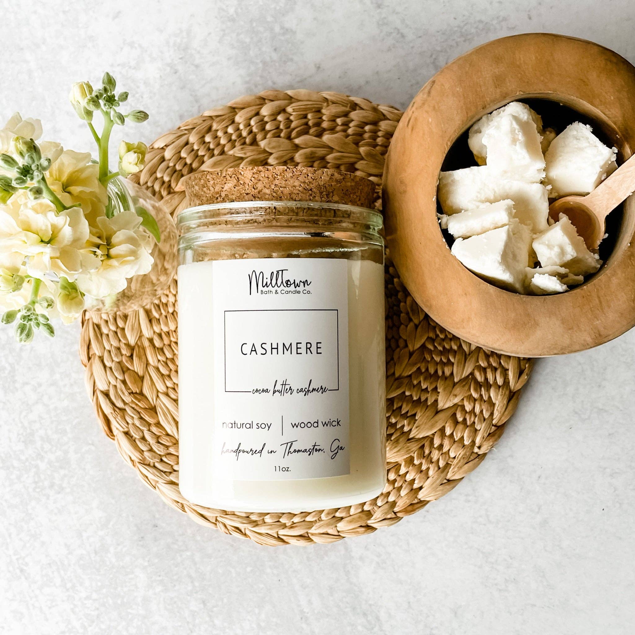 MillTown Bath & Candle Company - Wholesale Jar/Filled Candle - Cashmere Soy Candle-100% Natural Soy Wax | Wooden-Wick Candles | Clean-Burning & Long-Lasting