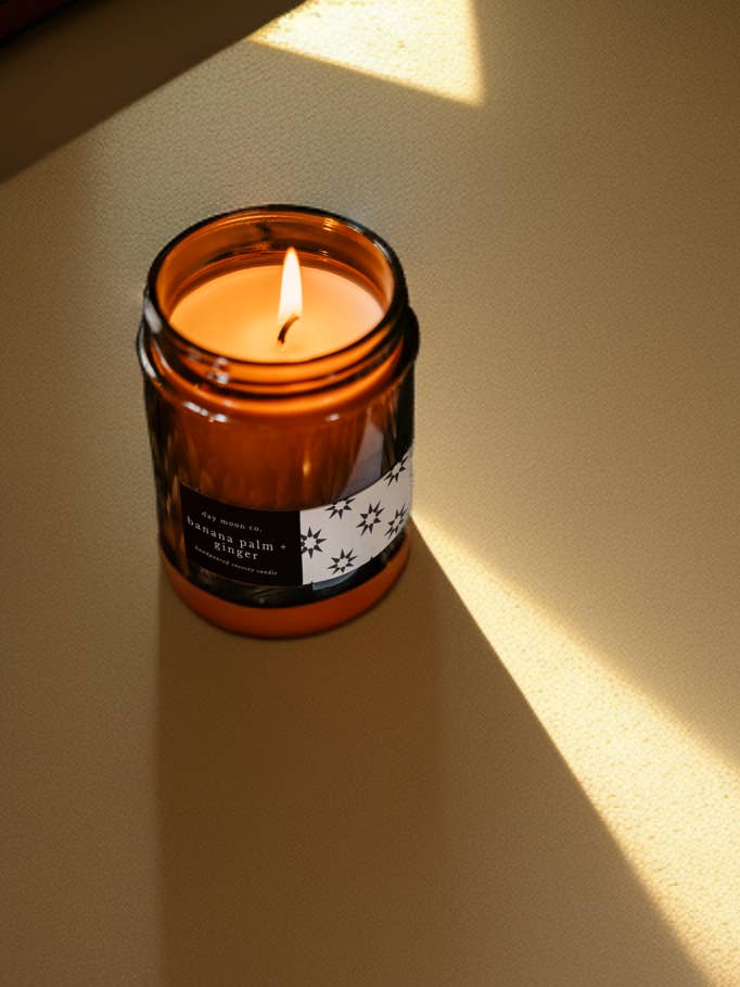 Banana Palm + Ginger Coco-Soy Wax Amber Summer Candle Luxury for wholesale by Day Moon Co.