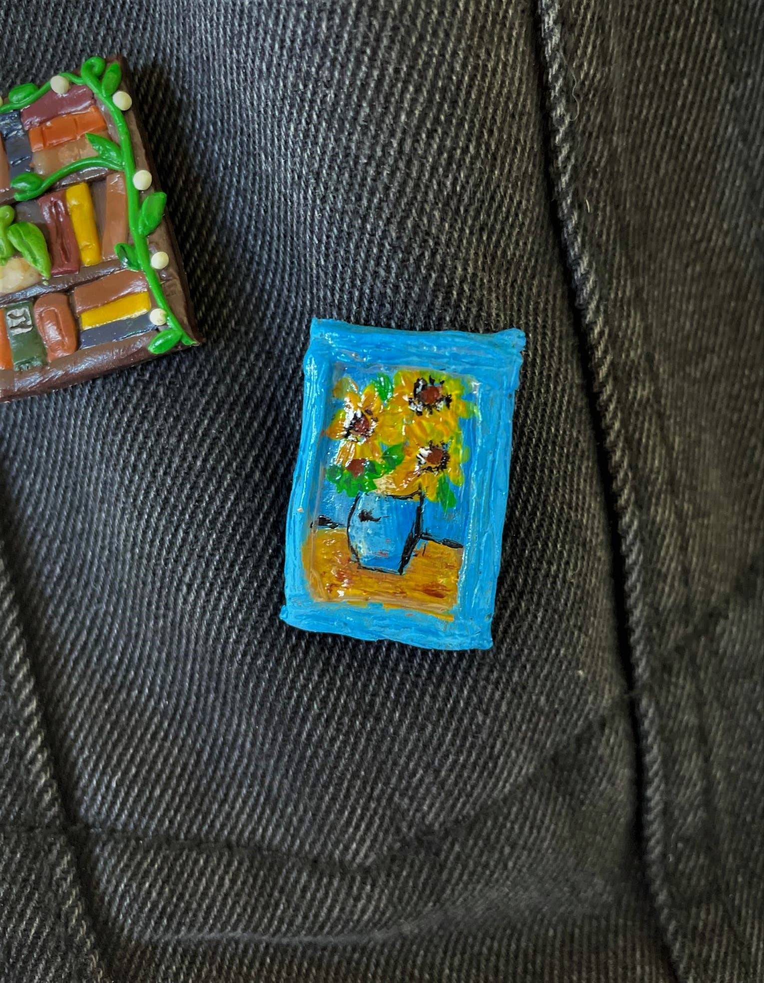 PrettySpookyDesigns - Wholesale Brooch - Polymer clay pin - Sunflowers | badge | Van Gogh accessories3