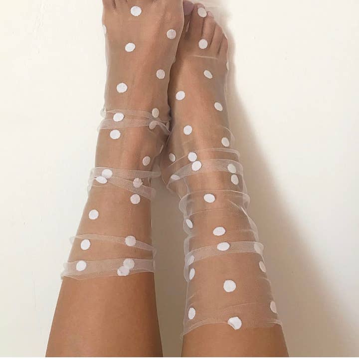 sockette - Wholesale Socks - Women's - Estelle - tulle and velvet polka dot socks