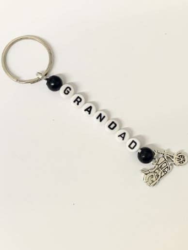 Grandad black motorbike keychain for wholesale by The Little Bit Personal Co
