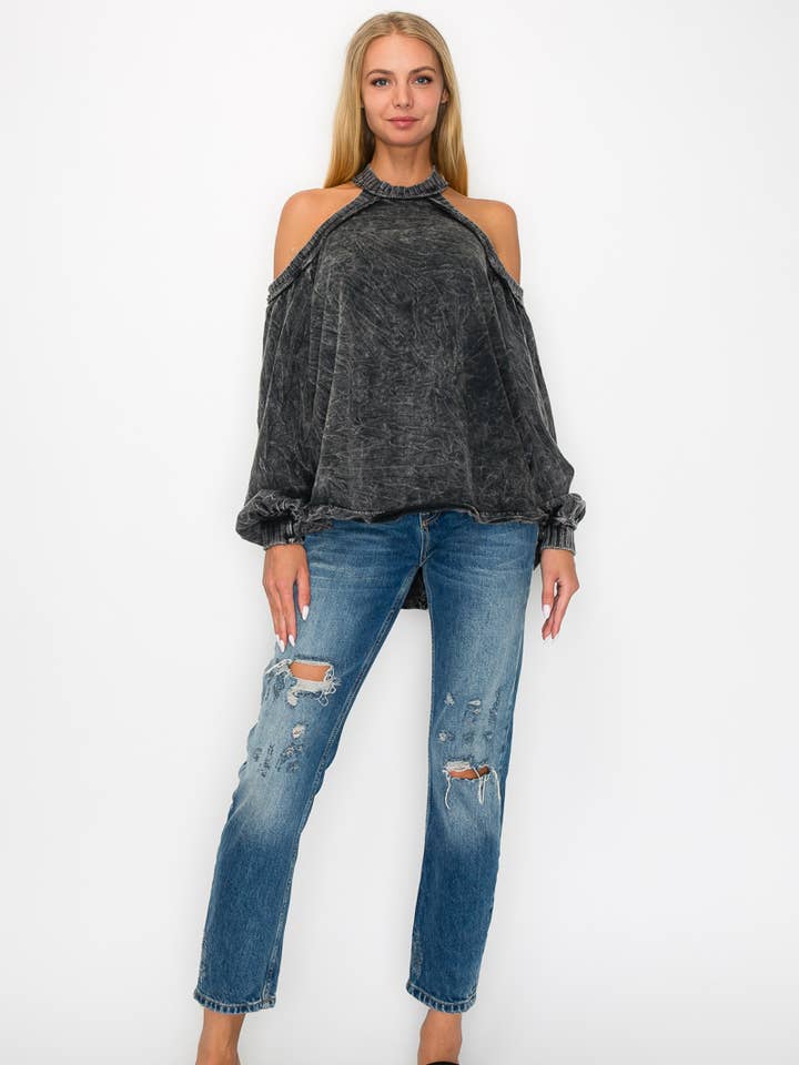 Top licou à épaules ouvertes Mineral Wash HT5508 pour la vente par J.Her