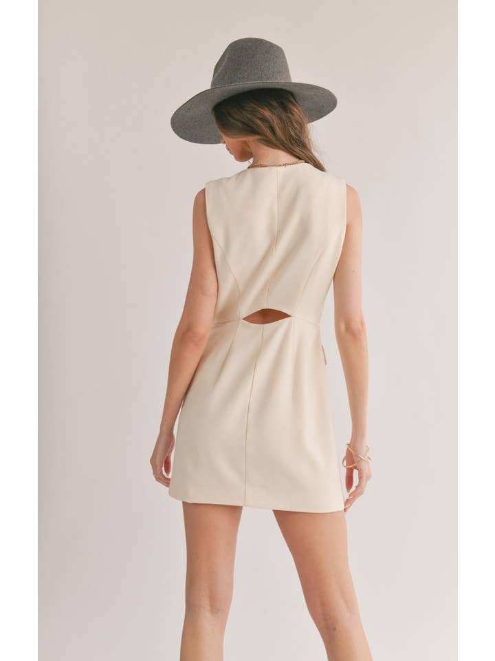 Sage The Label - Wholesale Dress - Women's - Serene Back Cutout Blazer Dress: CREAM