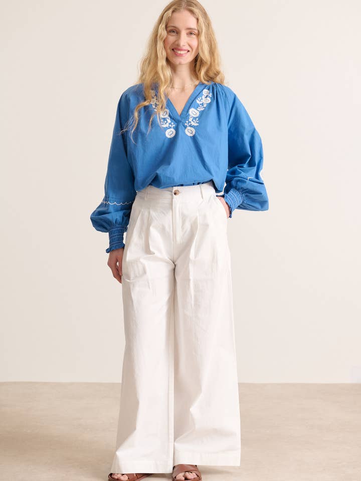 Blue Embroidered blouse - VERA for wholesale on Faire