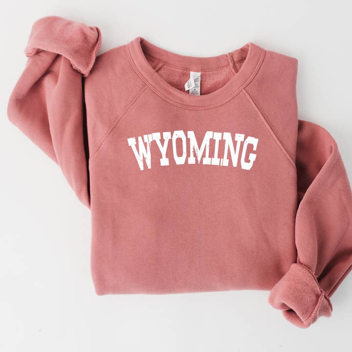 Wyoming State Bella & Canvas Sweatshirt mit Rundhalsausschnitt für den Großhandel von Sights Ink