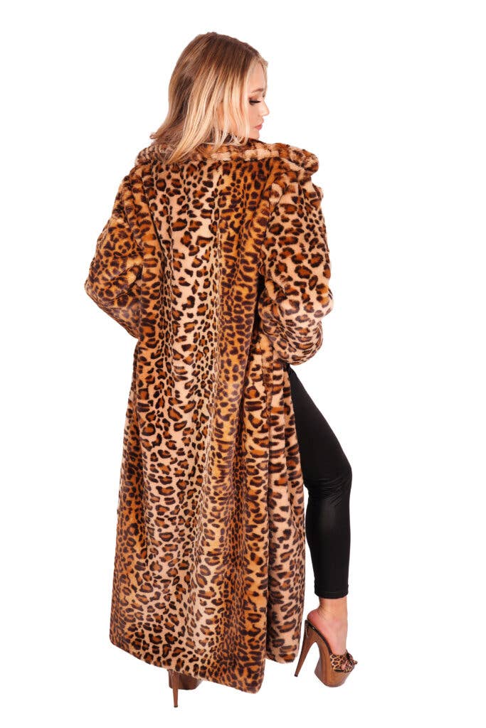 2633 - Faux Fur Leopard Long Coat for wholesale on Faire1