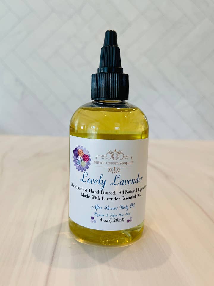 Huile corporelle après-douche (lavande) - 4 oz pour la vente par Butter Cream Soapery