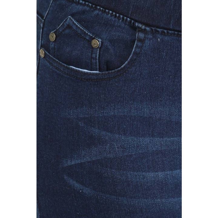 Dark Blue Plus Size High Waist Solid Jeggings Pants for wholesale on Faire4