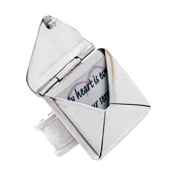 Love Letters Grande Sterling Silver Envelope Ring for wholesale by Cynthia Gale New York