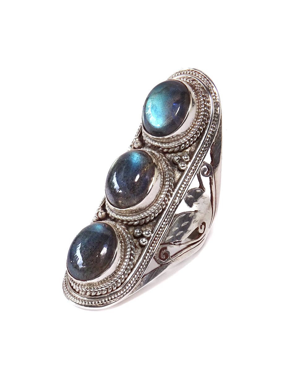 Zig Zag Asian Collection - Venta al por mayor Anillos grandes/de cóctel - Anillo grande de triple piedra Jali7