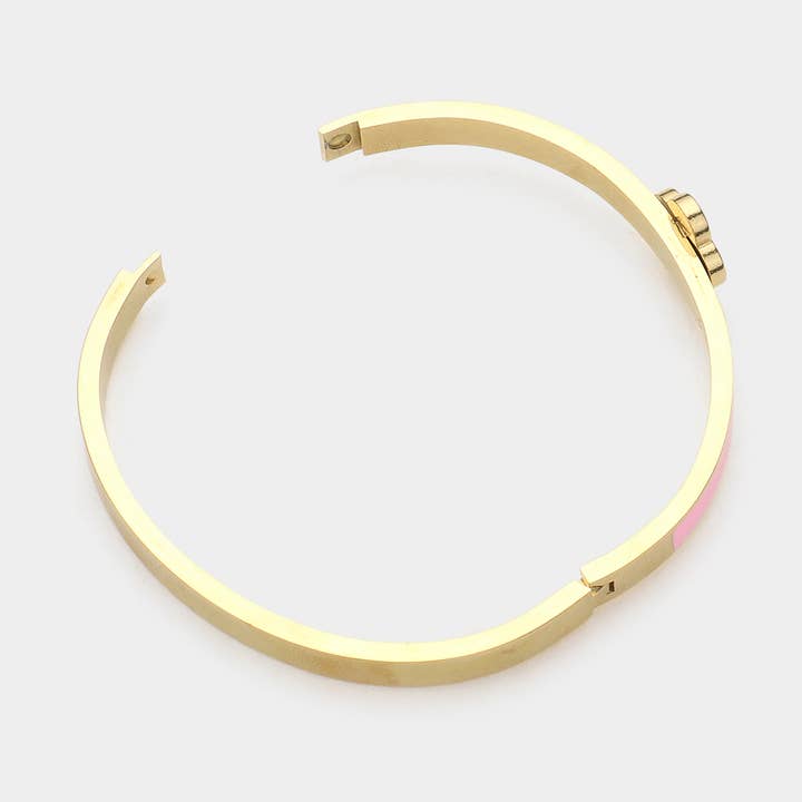 Sensibling Corp. - Wholesale Bangle Bracelet - Quatrefoil Pointed Stainless Steel Hinged Bracelet