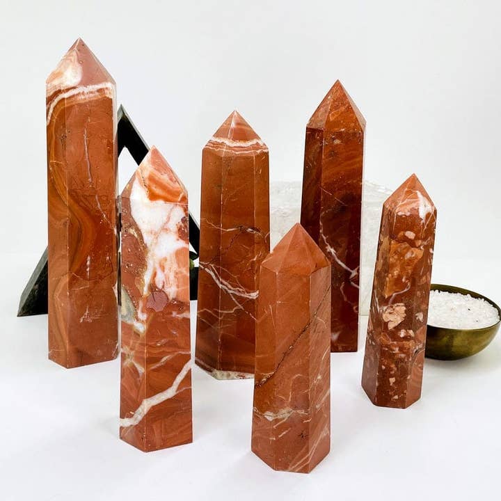Crystal Red Jasper Point Tower - By Weight - for wholesale by Rock Paradise