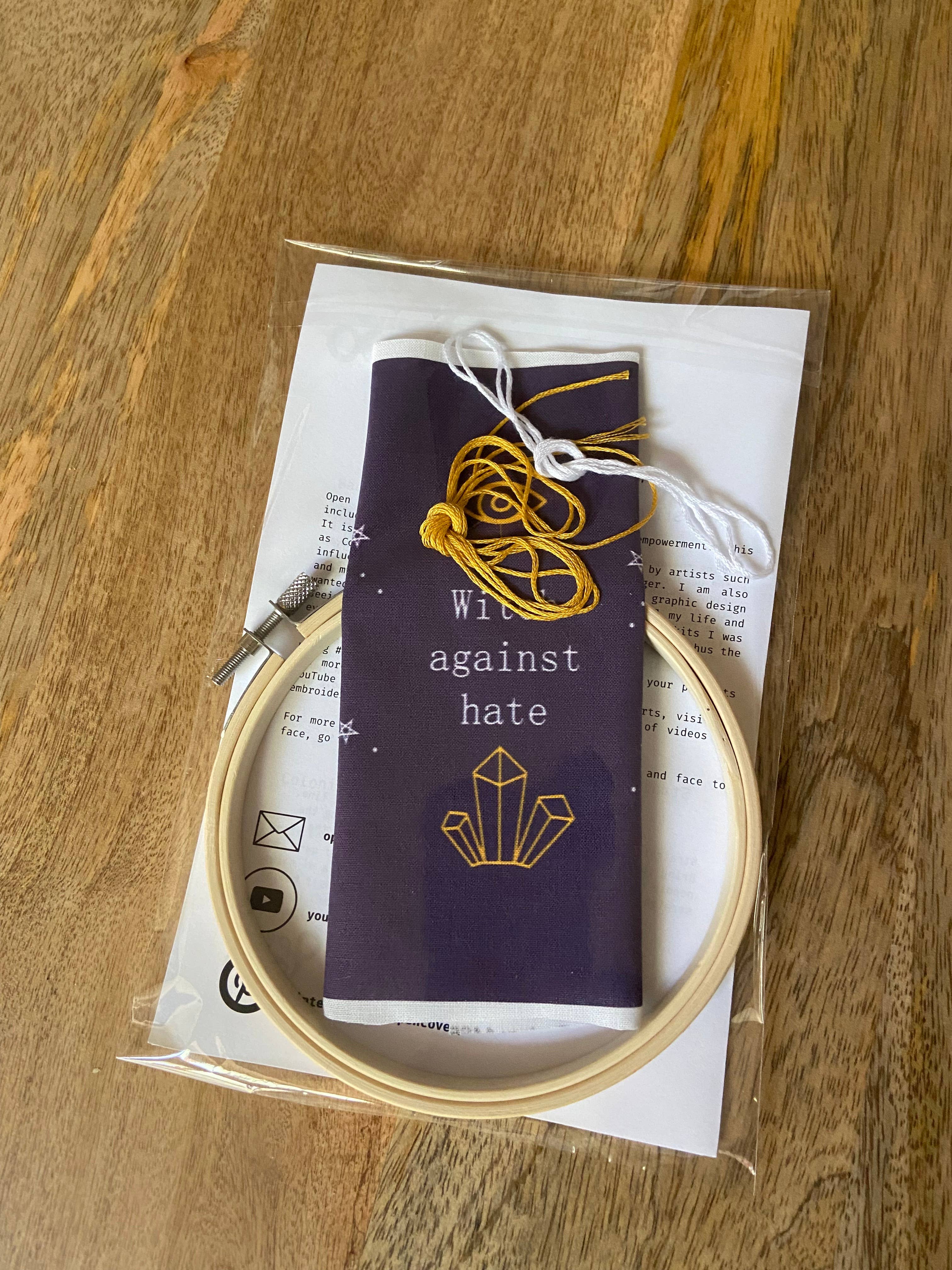 Open Coven - Wholesale Embroidery/Cross Stitch Supplies - Witch Against Hate 5 Inch Embroidery Kit2