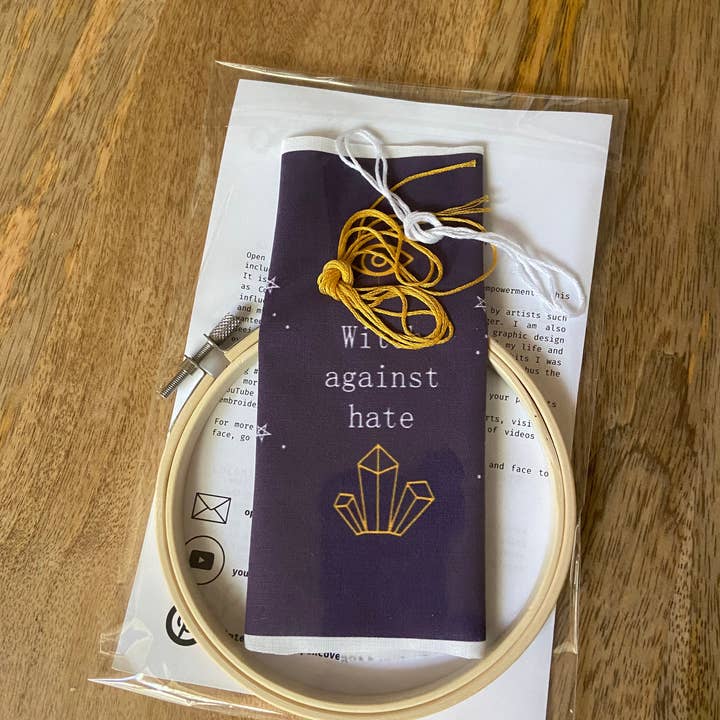 Open Coven - Wholesale Embroidery/Cross Stitch Supplies - Witch Against Hate 5 Inch Embroidery Kit2