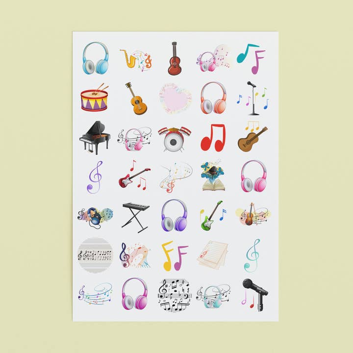 Folha de Autocolantes Música por atacado de Sticker Varia