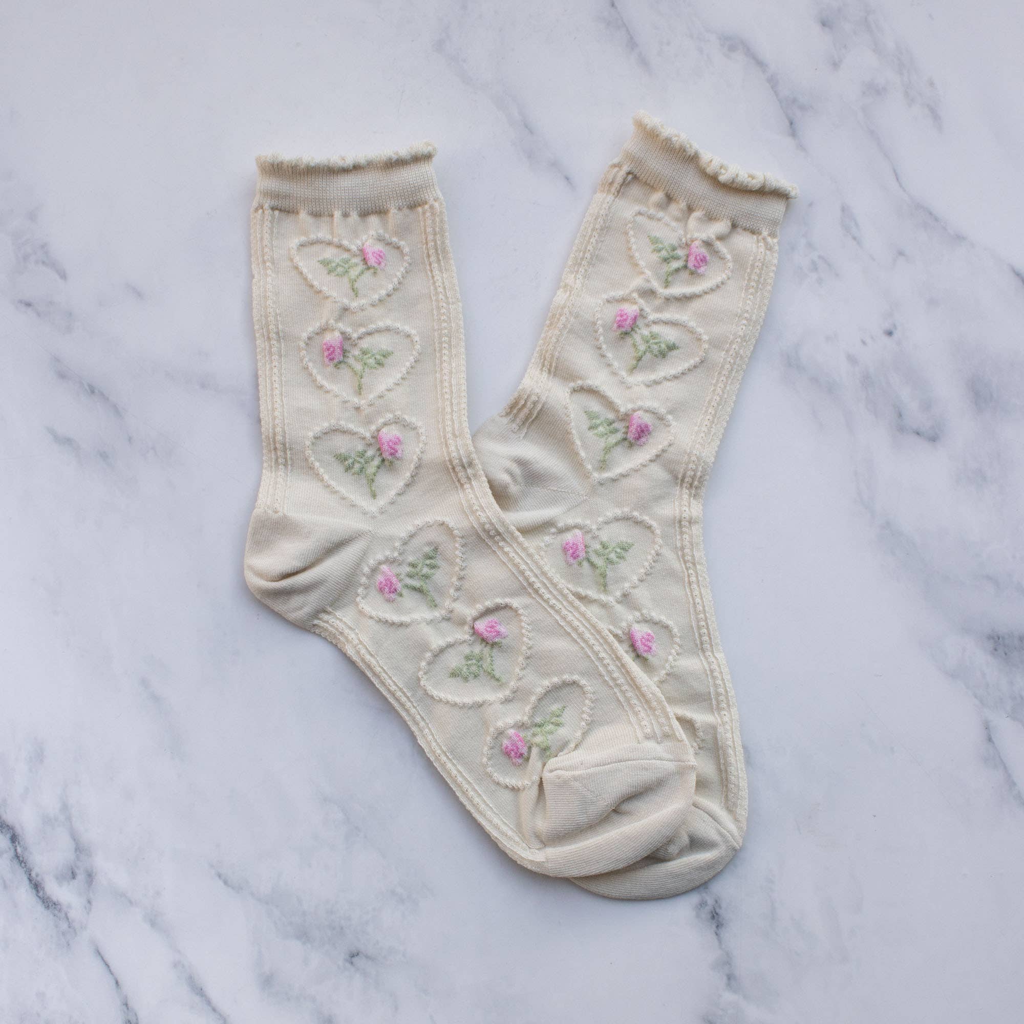 Tiepology - Wholesale Socks - Women's - Women's Vintage Rose & Heart Casual Socks