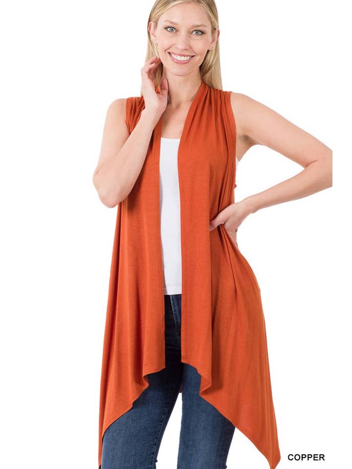 Vanilla Monkey - Vendita all'ingrosso Cardigan - Donna - Cardigan aperto davanti drappeggiato senza maniche4