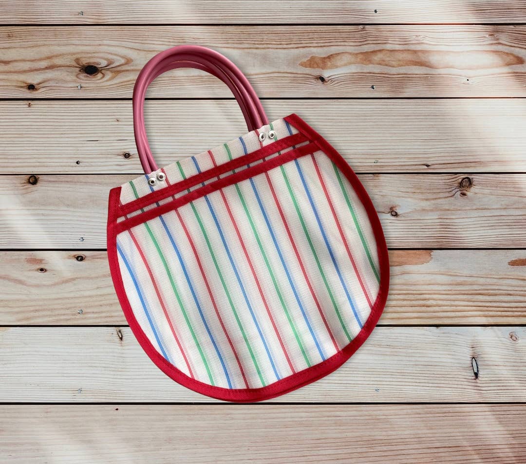 Pura Vida - Wholesale Tote Bag - Women's - Small Circular Mexican Plastic Tote 11x 11 in Market Bag11