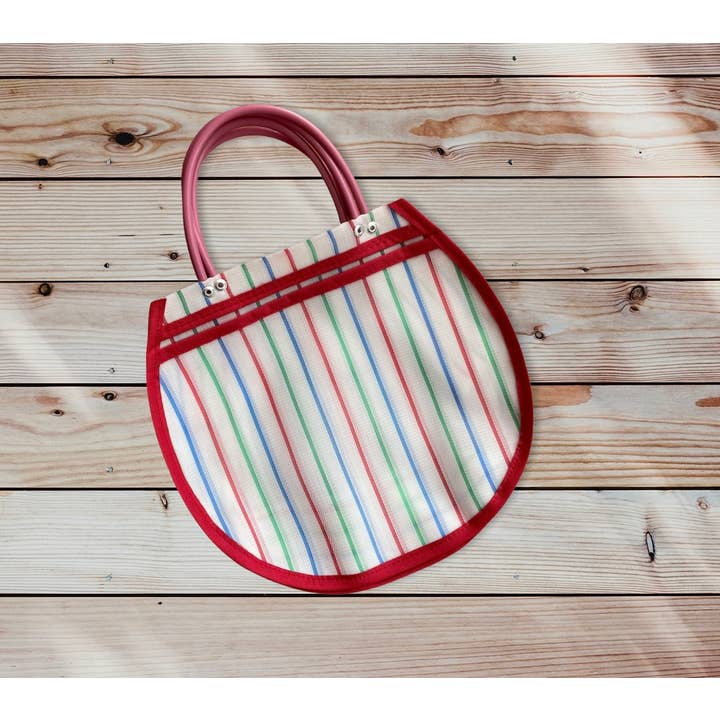 Pura Vida - Wholesale Tote Bag - Women's - Small Circular Mexican Plastic Tote 11x 11 in Market Bag11
