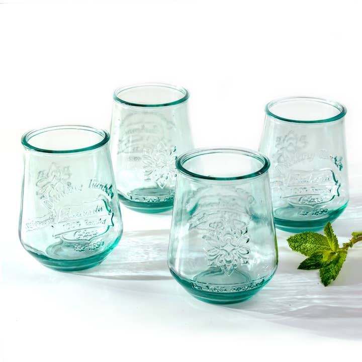 Euro Ceramica | ClayBarnHome - Wholesale Drinking Glass/Cup - Spanish Recycled Glass Bara Glass 4 Piece Tumbler Set