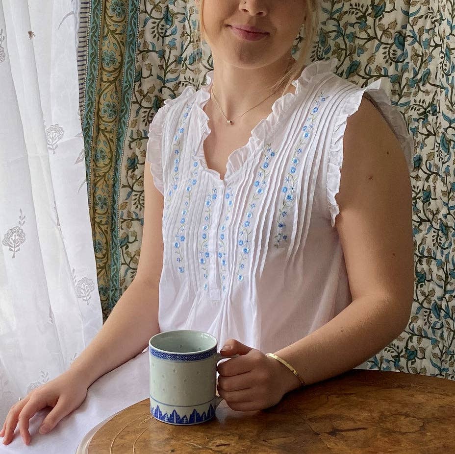 English Rose Linens - Wholesale Nightgown - Women's - Christina Nightie Blue1