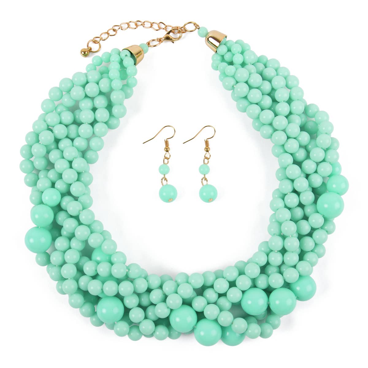 MYS Wholesale Inc - Vente Parures de bijoux - Ensemble collier ras-du-cou et boucles d'oreilles à bulles à plusieurs brins pour femmes1