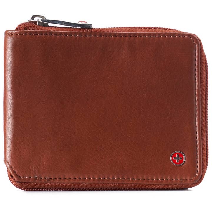 Alpine Swiss - Wholesale Wallet - Unisex - Alpine Swiss Zipper Bifold Wallet for Men Women RFID Protected Genuine Leather - 998 Wallet -
