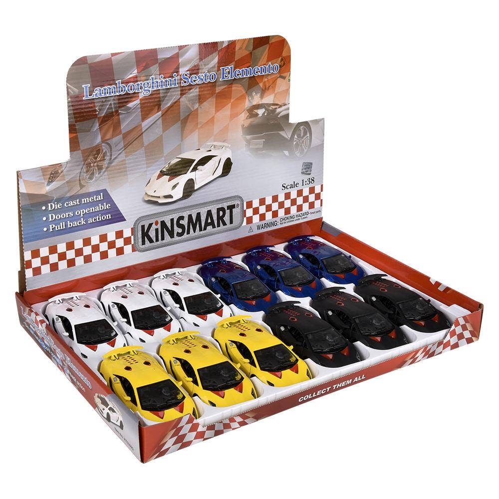 The Toy Network - Wholesale Toy Car/Truck - Kids - 5" Diecast Pull Back Lamborghini Sesto Elemento 12/Disp5