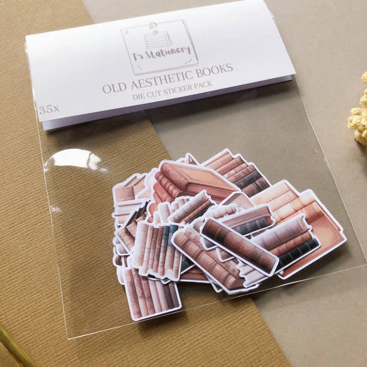 T's Stationery - Wholesale Sticker - 35x "Old Aesthetic Books" Sticker Pack3