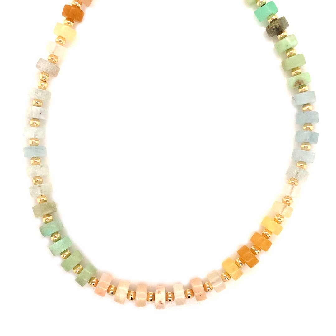 Mali Beads - Vendita all'ingrosso Collane di perline/perle - Collana con Perline di Pietre Preziose a Gradiente Ombre – Gioielli Stratificati Colorati per Donne0