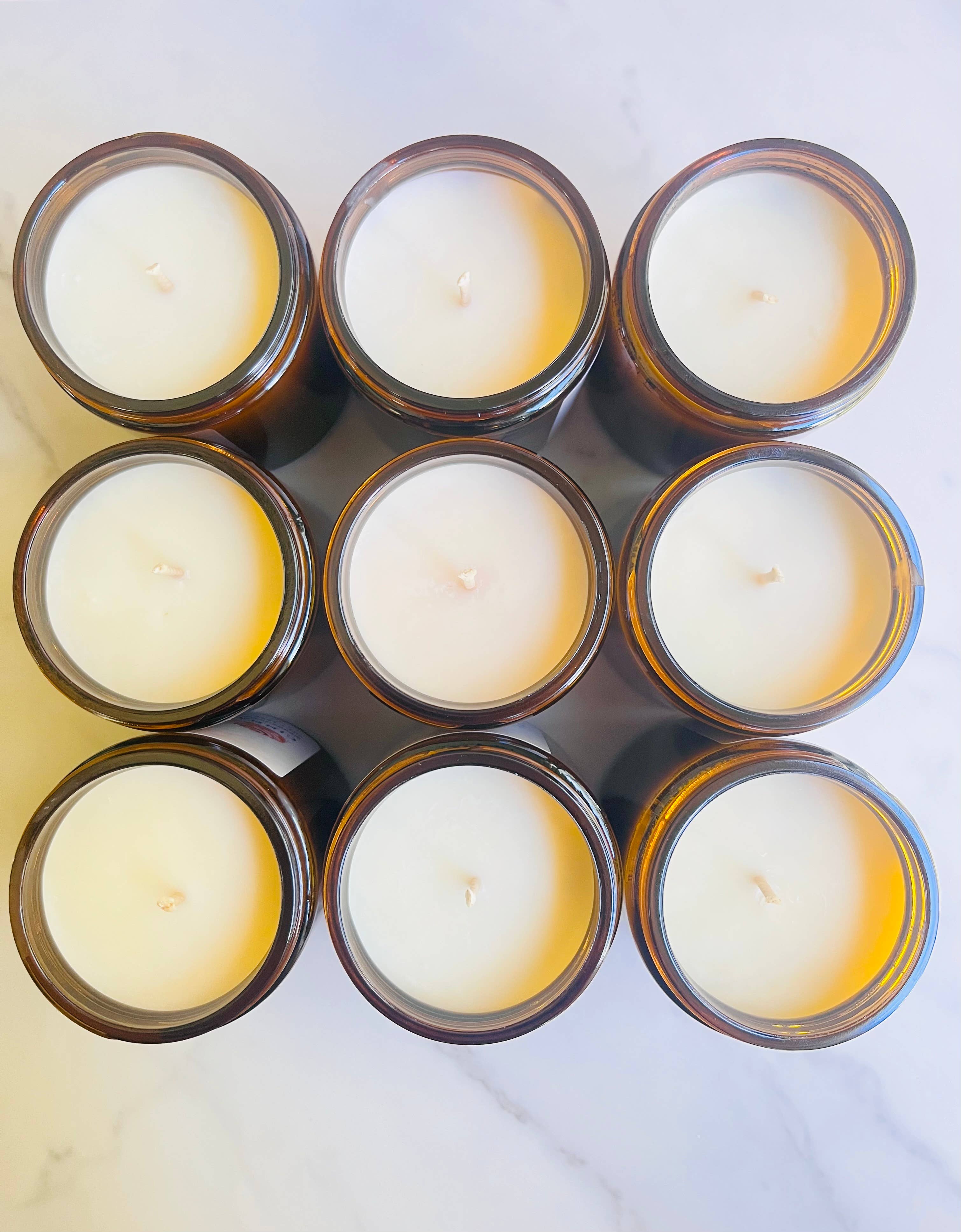 Wanderlust Scents Co. - Wholesale Jar/Filled Candle - Unbranded No Label Summer Scented Soy Candles Amber Jar3